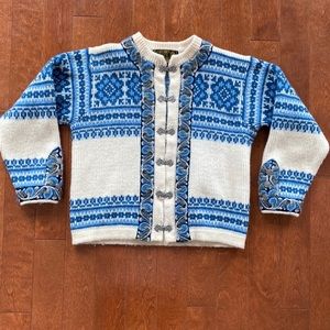 Blue and White Patterned Women's Cardigan